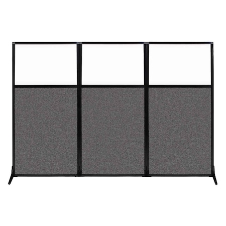 Versare Work Station Screen 99" x 70" Charcoal Gray Fabric With Clear Window 1840307